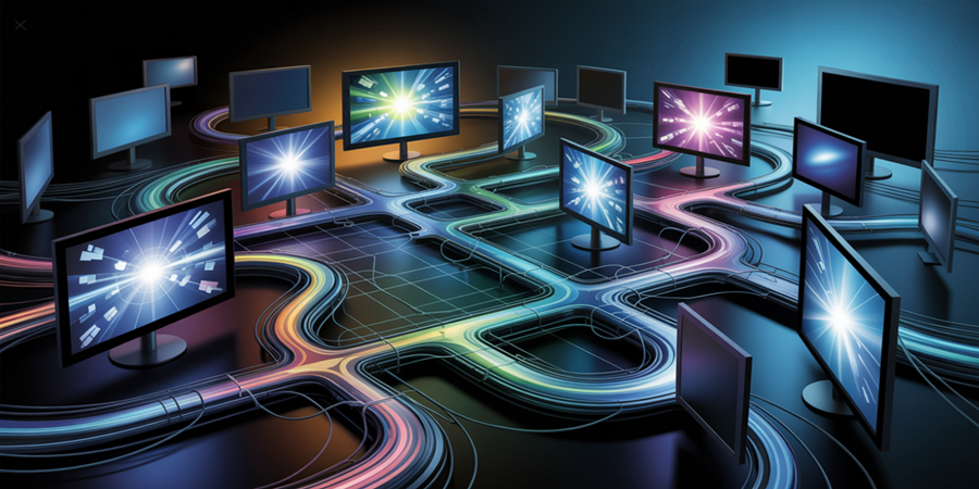 Visualização conceitual de um algoritmo determinando quais vídeos são exibidos — com base em interesse, engajamento e retenção, não em qualidade ou intenção